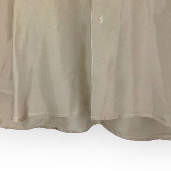 MTO Mens Shirt Sz Large Vtg 90s Silk Short Sleeve Collar Button Beige Classicore - Picture 4 of 8